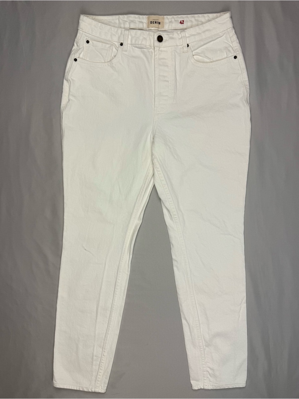 Sezane Womens High Rise Tapered Jeans Sz US 10 Ivory Denim B9